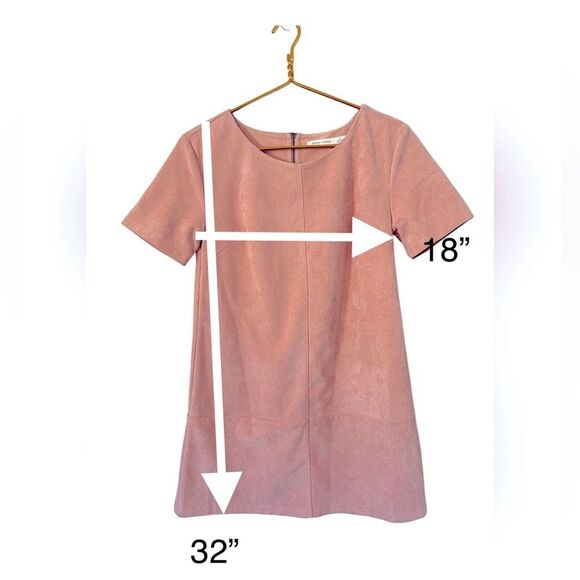 BISHOP † YOUNG Pink Ivy Faux Suede Leather‎ Shift Dress, Size Small - Picture 6 of 6